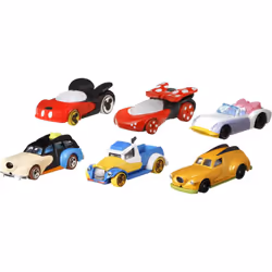 Hot Wheels Mattel Disney Character Cars  6-Pack 1:64 Scale Toy Cars in Collectible Packaging: Mickey  Minnie  Pluto  Daisy  Donald & Goofy