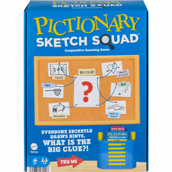 Mattel Games Pictionary Sketch Squad Cooperative Party Game with Clues Case for Game Night 2 to 6 Players