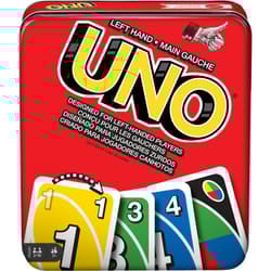 Mattel Games UNO Card Game for Family Night with Cards Specially Designed for Left Handed Players in Collectible Tin Box