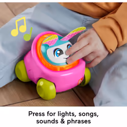 Fisher-Price Baby Learning Toy DJ Buggy Pink Push-Along Car with Music & Lights for Crawling Play for Infants Ages 9+ Months