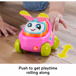 Fisher-Price Baby Learning Toy DJ Buggy Pink Push-Along Car with Music & Lights for Crawling Play for Infants Ages 9+ Months