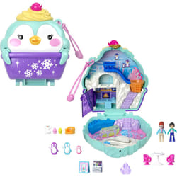 Polly Pocket Dolls & Playset  Snow Sweet Penguin Compact with 13 Accessories  Travel Toy with Fidget Exterior