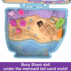 Polly Pocket Dolls & Playset  Seaside Puppy Ride Compact with 11 Accessories  Travel Toy with Fidget Exterior