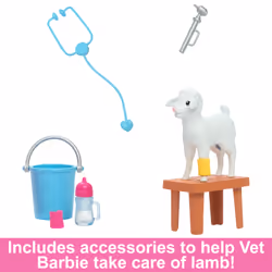 Barbie 65th Anniversary Doll & 10 Accessories, Farm Veterinarian Set