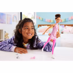 Barbie Careers Figure Skater Doll & Accessories, Brunette in Removable Skate Outfit with Trophy