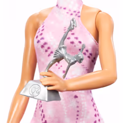 Barbie Careers Figure Skater Doll & Accessories, Brunette in Removable Skate Outfit with Trophy - Additional view 4