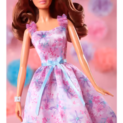 Barbie Signature Birthday Wishes Doll  Collectible in Satiny Lilac Dress with Wavy Brown Hair and Giftable Packaging