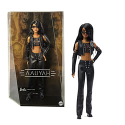 Barbie Signature Aaliyah 11.5"""" Collectible Doll in Black Faux Leather Outfit
