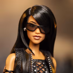 Barbie Signature Aaliyah 11.5"""" Collectible Doll in Black Faux Leather Outfit