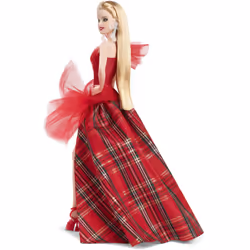 Barbie Signature Doll  2024 Holiday Blonde Fashion Doll Wearing Gown with Plaid Skirt  Seasonal Collector Gift in Displayable Packaging
