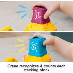 Fisher-Price Baby & Toddler Learning Toy Count & Stack Crane with Blocks  Lights  Music & Sounds for Infants Ages 9+ Months