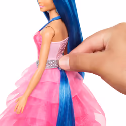 Barbie A Touch of Magic Unicorn Toy, 65th Anniversary Commemorative Doll with Blue Hair, Pink Gown and Accessories