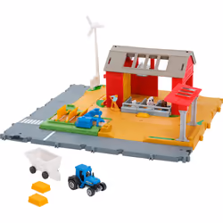 Matchbox Toy Car & Playset Action Drivers Farm Adventure with 1:64 Scale Tractor & Trailer 2 Hay Bales & Detachable Goat H ...