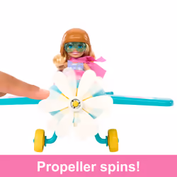 Barbie Chelsea Can Be… Plane Doll & Playset, 2-Seater Aircraft with Spinning Propellor & 7 Accessories, Fashion doll, Female, ...