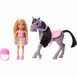 Barbie Chelsea Doll & Horse Toy Set, Includes Helmet Accessory, Doll Bends at Knees to “Ride” Pony - Additional view 4