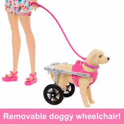 Barbie Doll with a Toy Pup and Dog in a Wheelchair, Plus Pet Accessories - Additional view 8