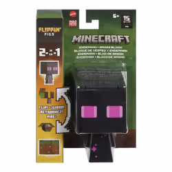 Minecraft FLIPPIN' FIGS Enderman + Grass Block, 6 yr(s), Minecraft, Black, Pink, Plastic