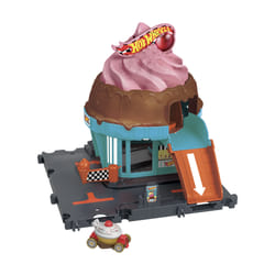 Hot Wheels City Downtown Ice Cream Swirl Playset from the series “Let’s Race” with 1 Toy Car
