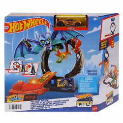 Hot Wheels City Bat Loop Attack Playset & 1:64 Scale Toy Car, Featured in the series “Let’s Race”