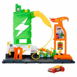 Hot Wheels City Super Recharge Fuel Station with 1:64 Scale Toy Car, Fuel station, 4 yr(s), Multicolour, Plastic