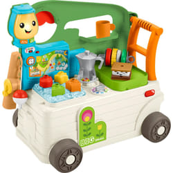 Fisher-Price Baby to Toddler Toy Laugh & Learn 3-in-1 On-the-Go Camper Walker & Activity Center with Smart Stages for Ages 9+ Months  Tan/Green