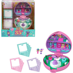 Polly Pocket Dolls & Playset  Collector Heritage Compact  35th Birthday Partytime Stamper with 2 Micro Dolls  3 Party Stamps & 12 Stationary Cards