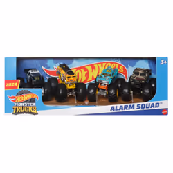 Hot Wheels Monster Trucks ALARM SQUAD 4-Pack, Monster truck, 3 yr(s), Plastic, Multicolour