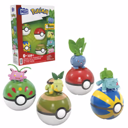 MEGA Pokémon Grass-Type Trainer Team Building Toy Kit, 4 Action Figures (118 Pieces) for Kids, Building set, 6 yr(s), Plastic ...