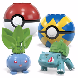 MEGA Pokémon Grass-Type Trainer Team Building Toy Kit, 4 Action Figures (118 Pieces) for Kids