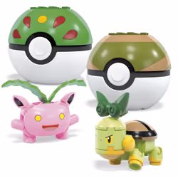 MEGA Pokémon Grass-Type Trainer Team Building Toy Kit, 4 Action Figures (118 Pieces) for Kids