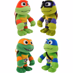 Mattel Teenage Mutant Ninja Turtles: Mutant Mayhem Plush Toy Set with 4 Soft Dolls  8-inch Leonardo  Michelangelo  Raphael & Donatello (Amazon Exclusi