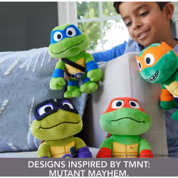 Mattel Teenage Mutant Ninja Turtles: Mutant Mayhem Plush Toy Set with 4 Soft Dolls  8-inch Leonardo  Michelangelo  Raphael & Donatello (Amazon Exclusi