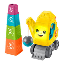 Baby & Toddler Learning Toy Count & Stack Crane with Blocks, Lights, Music & Sounds for Infants Ages 9+ Months, English, UK + French + German, Version