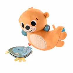 Fisher-Price 2-in-1 Rockin’ Tummy Time Otter Plush Toy with Soft Book for Newborn Sensory Play, Toy otter, 0 yr(s)
