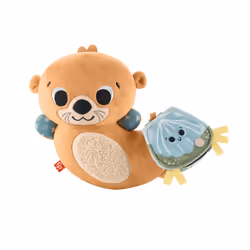 Fisher-Price 2-in-1 Rockin’ Tummy Time Otter Plush Toy with Soft Book for Newborn Sensory Play - Additional view 8