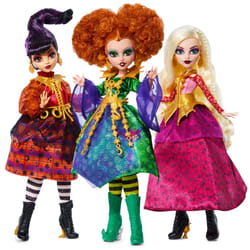 Monster High Skullector Hocus Pocus Dolls - Winifred  Mary  Sarah  and Binx Collectible Set with Articulated Figures  Witchy Dresses  Accessories  and