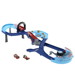 Disney Pixar Cars Disney and Pixar Cars GRC Jumping Raceway Playset with 2 Toy Vehicles, Includes Lightning McQueen