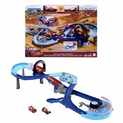 Disney Pixar Cars Disney and Pixar Cars GRC Jumping Raceway Playset with 2 Toy Vehicles, Includes Lightning McQueen