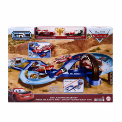 Disney Pixar Cars Disney and Pixar Cars GRC Jumping Raceway Playset with 2 Toy Vehicles, Includes Lightning McQueen