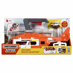 Matchbox Action Drivers Rescue Helicopter,16-In Large-Scale Helicopter with 1:64 Scale Die-Cast Toy Ambulance, Vehicle set, 3 ...