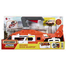 Matchbox Action Drivers Rescue Helicopter,16-In Large-Scale Helicopter with 1:64 Scale Die-Cast Toy Ambulance