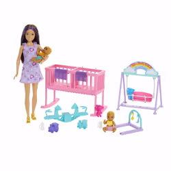 Barbie Skipper Babysitters Inc. Skipper Babysitter Doll with Twin Nursery Playset & Accessories, Fashion doll, Female, 3 yr(s ...