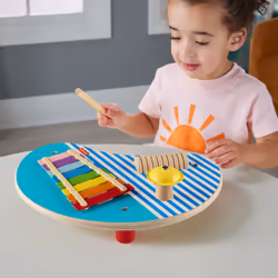 Fisher-Price Wooden Musical Table with Percussion Instrument Toys, 3 Wood Pieces - Additional view 7