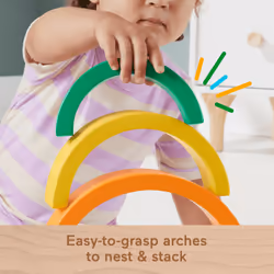 Fisher-Price Wooden Stacking Rainbow For Toddlers, 6 Wood Pieces