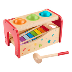 Fisher-Price Wooden Pound & Tap Bench Xylophone Toddler Musical instrument Toy, 6 Pieces