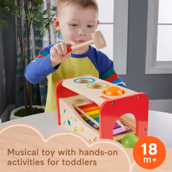 Fisher-Price Wooden Pound & Tap Bench Xylophone Toddler Musical instrument Toy, 6 Pieces - Additional view 4