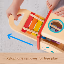 Fisher-Price Wooden Pound & Tap Bench Xylophone Toddler Musical instrument Toy, 6 Pieces - Additional view 5