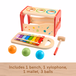 Fisher-Price Wooden Pound & Tap Bench Xylophone Toddler Musical instrument Toy, 6 Pieces - Additional view 7