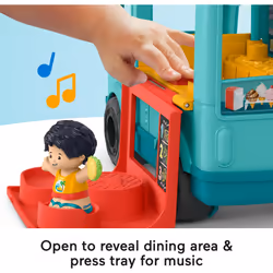 Fisher-Price Little People Musical Toddler Toy Serve It Up Food Truck Vehicle with 2 Figures for Pretend Play Kids Ages 1+ Years