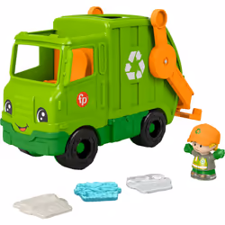 Fisher-Price Little People Musical Toddler Toy Recycling Truck Garbage Vehicle with Figure for Pretend Play Ages 1+ Years